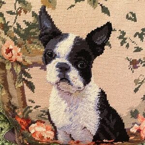 Floral Dog Tapestry Pillow